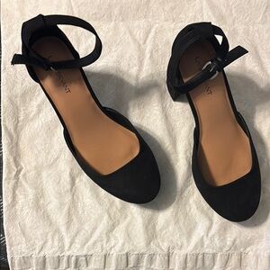 Lane Bryant Black Suede Women's Platform Heels with Ankle Strap